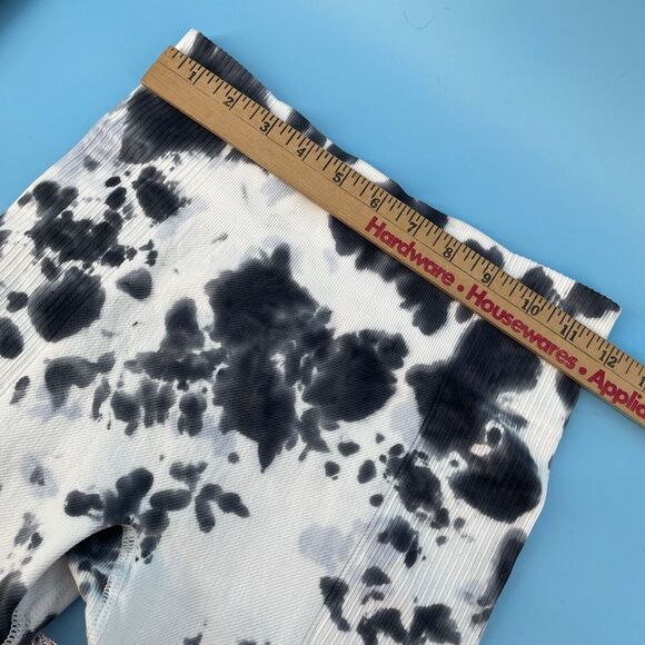 2-Mono B Leggings Womens Small Ribbed Highwaist White Splatter and Black‎ Ripped - Picture 4 of 11